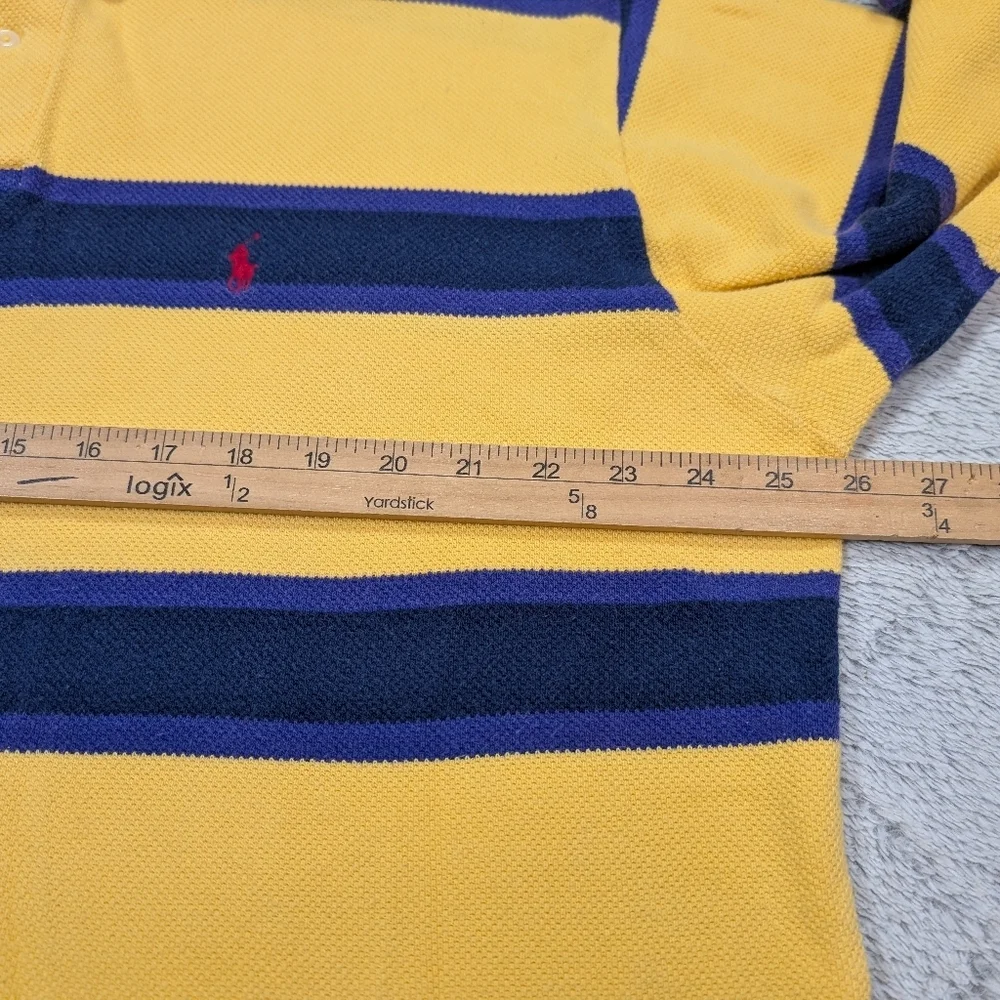 VTG Polo Ralph Lauren Shirt Mens XXL Yellow Stripe Polo Textured Pique Preppy